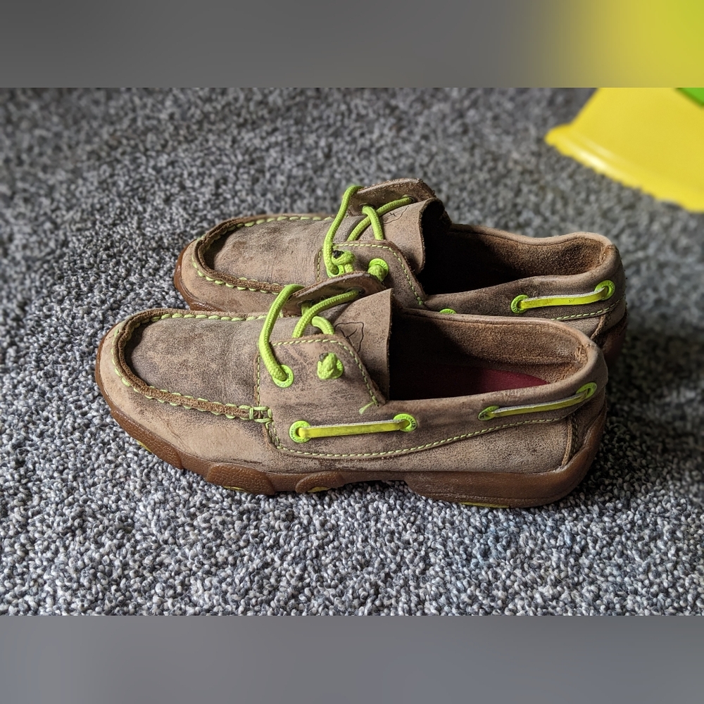 Twisted X Kids Shoes in Brown and Green